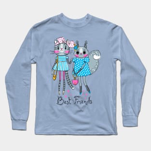 kitty squirrel best friends Long Sleeve T-Shirt